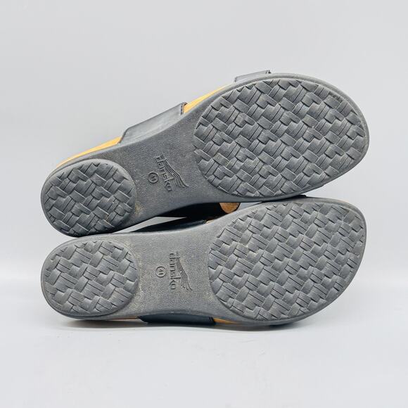 Dansko Sandals Womens 10.5 Black Leather Justine Adjustable Strap Buckle Slide - Picture 8 of 11